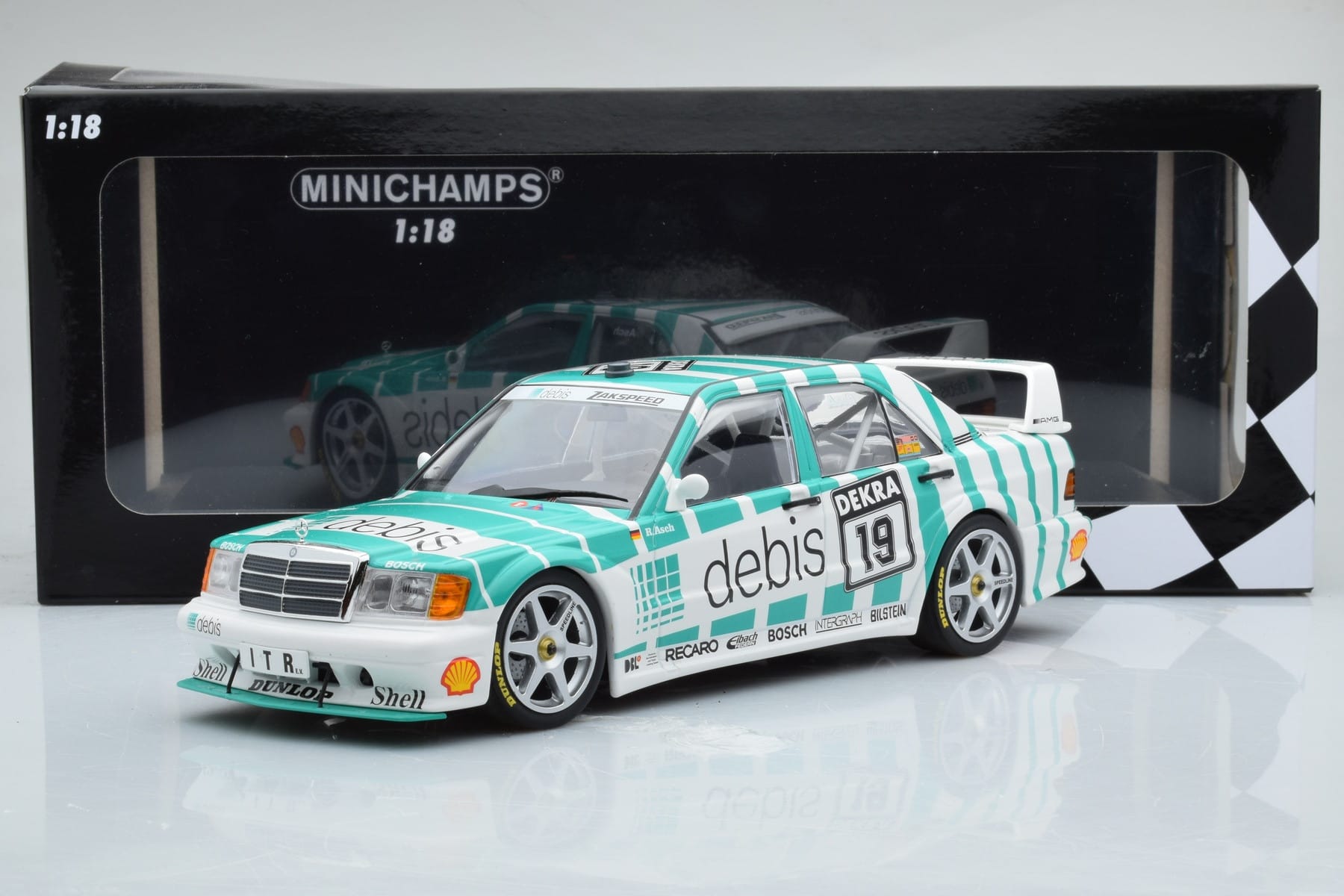 Mercedes 190E 2.5-16 W201 EVO 2 Debis #19 R. Asch Team Zackspeed DTM 1991 Minichamps 1:18 155913619 Métal Moulé — image 6 sur 6