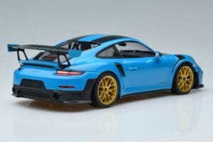 Porsche 911 991.2 GT3 RS Weissach Package Miami Bleu Jantes Or Minichamps 1:18 153068310 Métal Moulé — image 2 sur 6