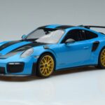 Porsche 911 991.2 GT3 RS Weissach Package Miami Bleu Jantes Or Minichamps 1:18 153068310 Métal Moulé