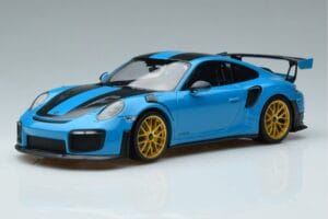 Porsche 911 991.2 GT3 RS Weissach Package Miami Bleu Jantes Or Minichamps 1:18 153068310 Métal Moulé