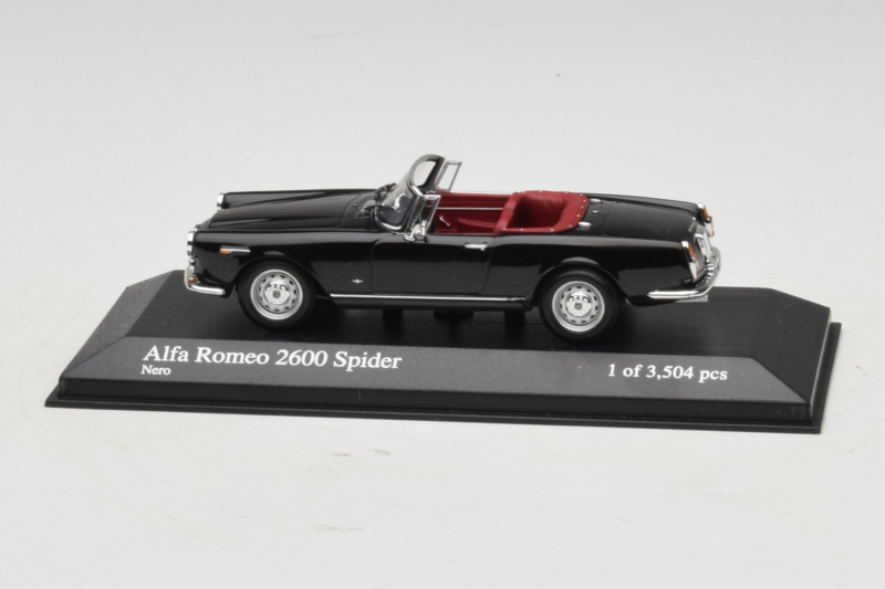 Alfa Romeo 2600 Spider Noir Minichamps 1:43 400120630 Métal Moulé