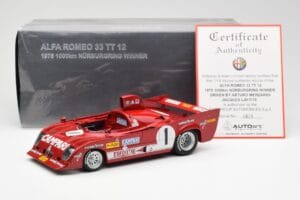 Alfa Romeo 33TT 12 #1 A. Merzario / J. Laffite 1000km Nurburgring Winner 1975 AUTOart 1:18 87505 Métal Moulé — image 8 sur 8