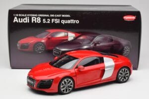 Audi R8 V10 Brilliant Rouge Kyosho 1:18 09216RR Métal Moulé — image 8 sur 8