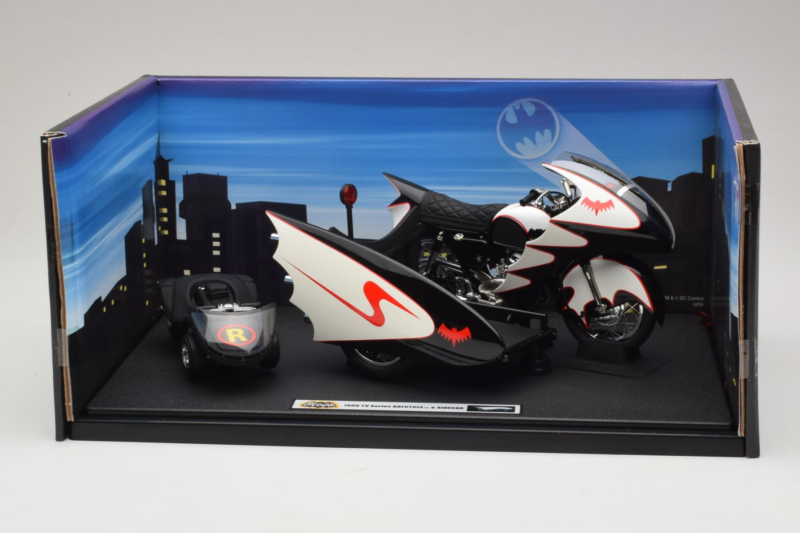 Batcycle & Sidecar Batman TV Series Hot Wheels 1:18 R0006 Métal Moulé