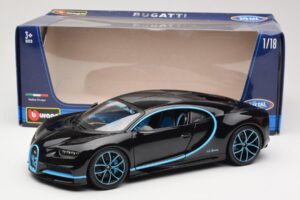 Bugatti Chiron Noir & Bleu Bburago 1:18 18-11040BK Métal Moulé — image 8 sur 8