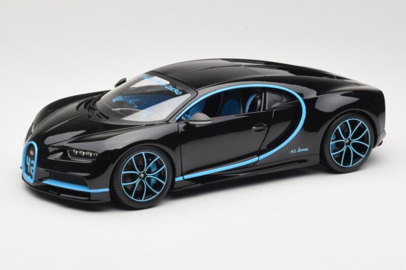 Bugatti Chiron Noir & Bleu Bburago 1:18 18-11040BK Métal Moulé