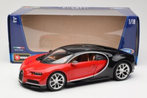 Bugatti Chiron Noir & Rouge Bburago 1:18 18-11040 Métal Moulé — image 8 sur 8