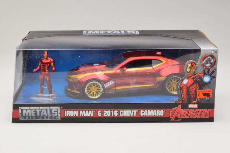 Chevrolet Camaro Iron Man Avec Figurine Metals Diecast 1:24 99724 Métal Moulé