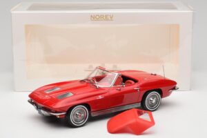 Chevrolet Corvette C2 Sting Ray Cabriolet Riverside Red Norev 1:18 189056 Métal Moulé — image 6 sur 6