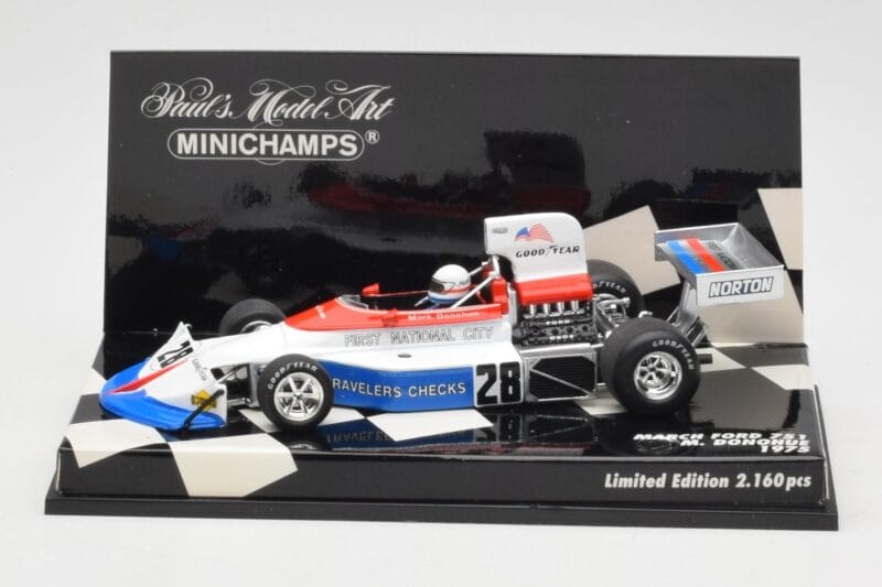 March Ford 751 #28 M. Donohue Race Car 1975 Minichamps 1:43 430750028 Métal Moulé