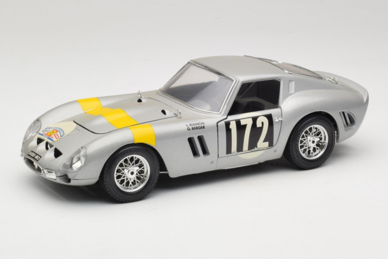 Ferrari 250 GTO #172 L. Bianchi / G. Berger Tour de France 1962 Argent Édition Limitée Bburago 1:18 3011-S1 Métal Moulé