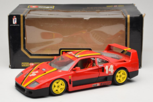 Ferrari F40 Evoluzione #14 L. Dalla Noce H&R Rouge avec Roues Jaunes 1992 Bburago 1:18 3042-H1 Métal Moulé — image 8 sur 8
