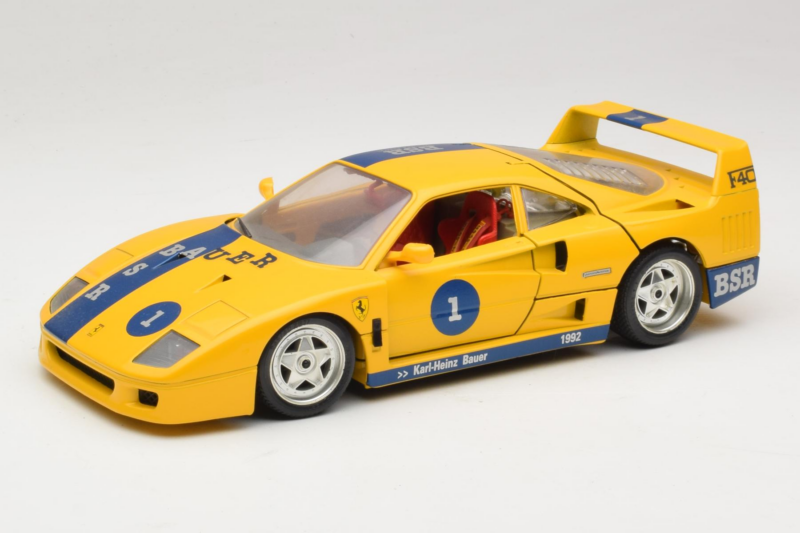 Ferrari F40 #1 Jaune Bauer Edition Limitée 100 pièces Bburago 1:18 BSR001 Métal Moulé