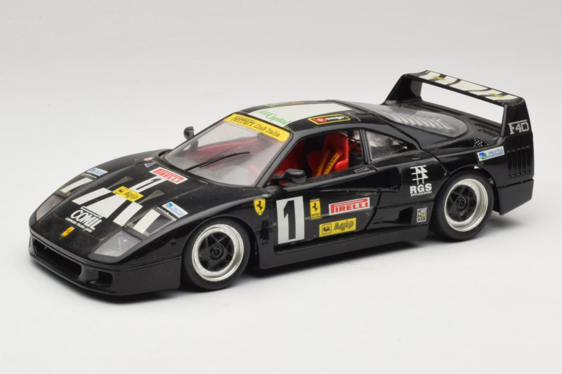 Ferrari F40 Pirelli Agip #1 Noir Bburago 1:18 3332-B1 Métal Moulé