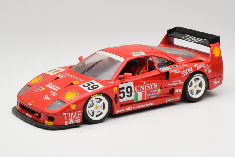 Ferrari F40 LM Unisys #59 Ota / P. Nappi / R. Donovan 24 Hours of Le Mans 1996 Bburago 1:18 3032-U1 Métal Moulé