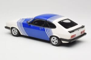 Ford Capri Mk2 3.0 Blanc avec Rayures Bleues Minichamps 1:18 155788600 Métal Moulé — image 5 sur 6