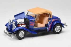 Ford Roadster Street Rod Bleu with Fire Road Signature 1:18 92249 Métal Moulé — image 2 sur 8