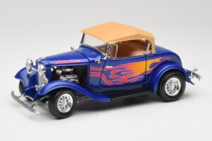Ford Roadster Street Rod Bleu with Fire Road Signature 1:18 92249 Métal Moulé