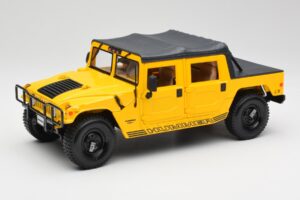 Hummer H1 Soft Top Jaune Maisto 1:18 56041 Métal Moulé