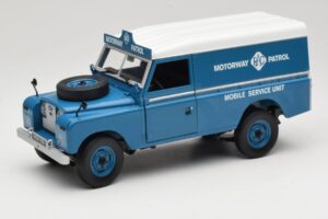 Land Rover Series III 109 Soft Top Motorway Patrol Bleu Eagles Race 1:18 4403 Métal Moulé