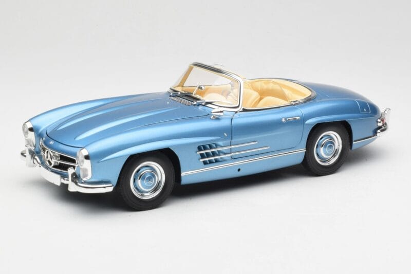 Mercedes 300 SL W198 Roadster Hardtop Light Blue Metallic Minichamps 1:18 180039042 Métal Moulé