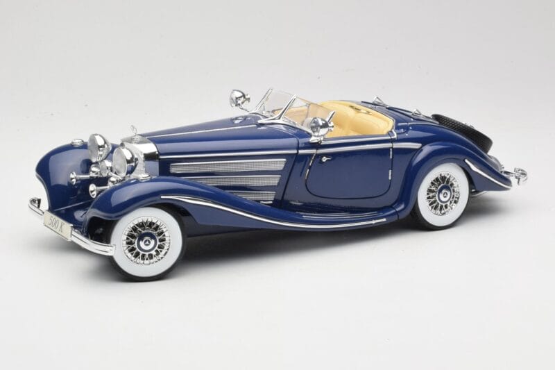 Mercedes 500K Special Roadster Bleu Maisto 1:18 56059 Métal Moulé