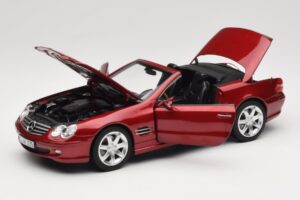 Mercedes SL 500 R230 Red Metallic Édition Limitée Norev 1:18 183841 Métal Moulé — image 2 sur 8