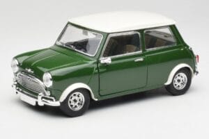 Mini Cooper S British Racing Vert & Old English Blanc Solido 1:18 8021 Métal Moulé
