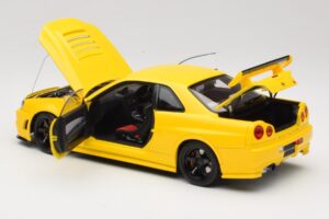 Nissan Skyline GT-R R34 Customized Version Jaune MotorHelix 1:18 M83412 Métal Moulé — image 5 sur 8