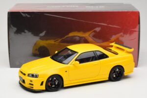 Nissan Skyline GT-R R34 Customized Version Jaune MotorHelix 1:18 M83412 Métal Moulé — image 8 sur 8