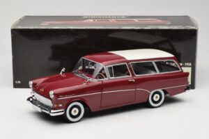 Opel Rekord P1 Caravan Rouge Minichamps 1:18 180043211 Métal Moulé — image 8 sur 8