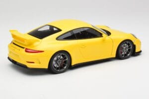 Porsche 911 991 GT3 Racing Jaune & Jantes Argent Minichamps 1:18 110062722 Métal Moulé — image 3 sur 8