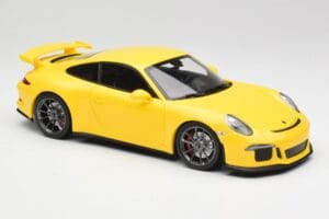 Porsche 911 991 GT3 Racing Jaune & Jantes Argent Minichamps 1:18 110062722 Métal Moulé — image 6 sur 8