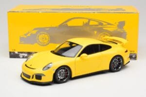 Porsche 911 991 GT3 Racing Jaune & Jantes Argent Minichamps 1:18 110062722 Métal Moulé — image 8 sur 8