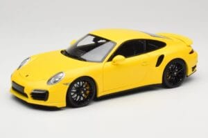 Porsche 911 991 Turbo S Jaune Avec Jantes Noires Minichamps 1:18 110062321 Métal Moulé