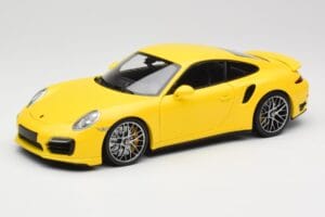 Porsche 911 991 Turbo S Jaune Avec Jantes Argentées Minichamps 1:18 110062322 Métal Moulé