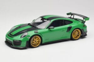 Porsche 911 991.2 GT2 RS Weissach Package British Racing Vert & Roues Dorées Minichamps 1:18 153068318 Métal Moulé