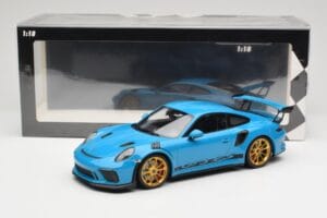 Porsche 911 991.2 GT3 RS Bleu avec Jantes Dorées Minichamps 1:18 155068222 Métal Moulé — image 6 sur 6