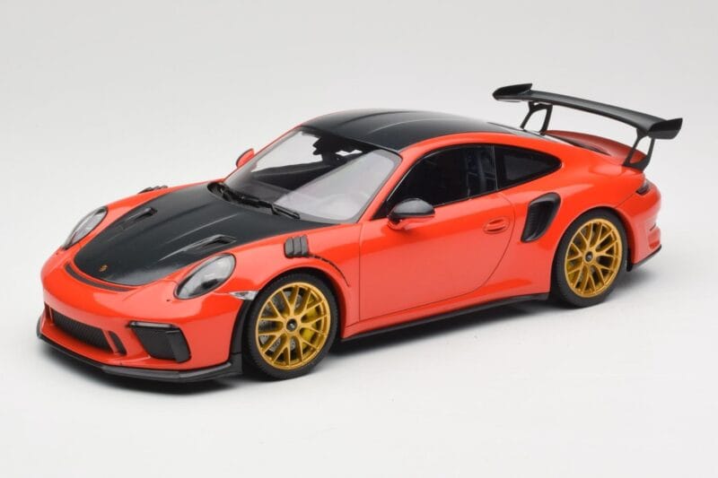 Porsche 911 991.2 GT3 RS Weissach Package Lava Orange Jantes Magnesium Dorées Minichamps 1:18 153068227 Métal Moulé