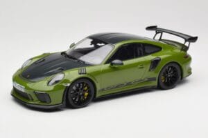 Porsche 911 991.2 GT3 RS Weissach Package Lizard Green Wording & Jantes Magnésium Noires Minichamps 1:18 155068232 Métal Moul
