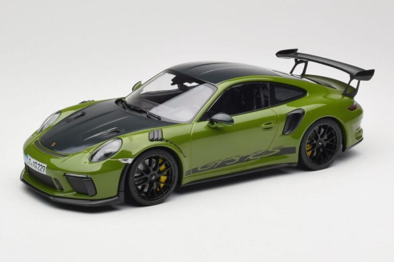 Porsche 911 991.2 GT3 RS Weissach Package Lizard Green Wording & Jantes Magnésium Noires Minichamps 1:18 155068232 Métal Moul