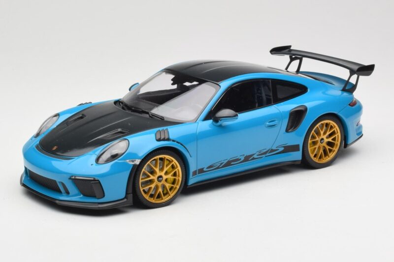 Porsche 911 991.2 GT3 RS Weissach Package Shark Blue Wording Jantes Magnesium Dorées Minichamps 1:18 153068237 Métal Moulé