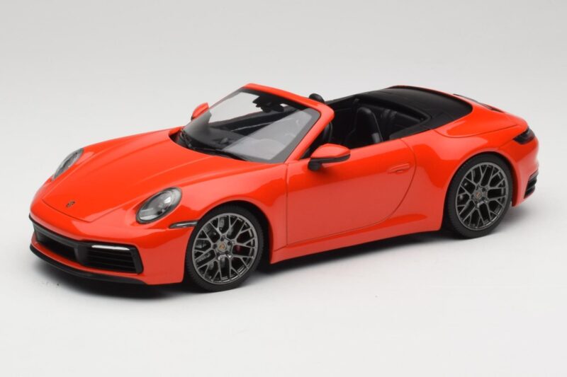 Porsche 911 992 Carrera 4S Cabriolet Orange Minichamps 1:18 155067334 Métal Moulé