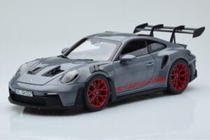 Porsche 911 992 GT3 RS Arctic Gris Pyro Rouge Norev 1:18 187350 Métal Moulé