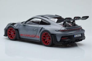 Porsche 911 992 GT3 RS Arctic Gris Pyro Rouge Norev 1:18 187350 Métal Moulé — image 7 sur 8
