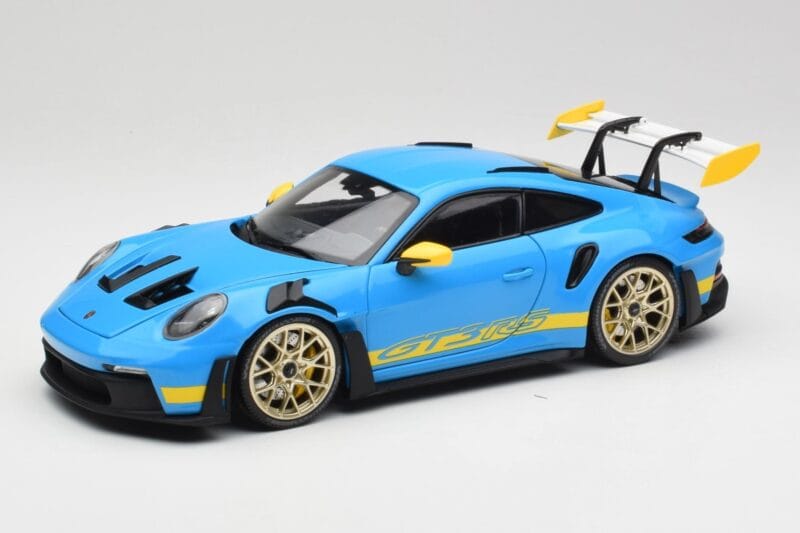 Porsche 911 992 GT3 RS Shark Bleu & Jaune Decor Concept Minichamps 1:18 911992001 Métal Moulé
