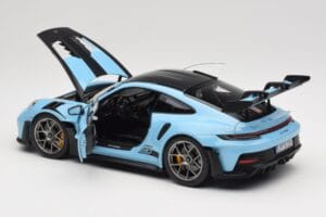 Porsche 911 992 GT3 RS Weissach Pack Gulf Blue Norev 1:18 187367 Métal Moulé — image 5 sur 8