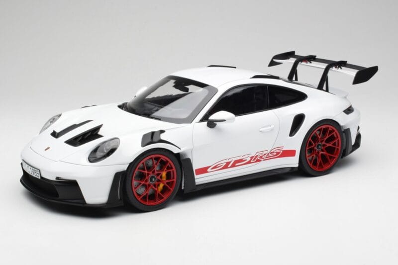 Porsche 911 992 GT3 RS Blanc & Pyro Rouge Norev 1:12 127530 Métal Moulé