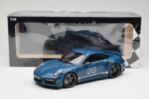 Porsche 911 992 Turbo S Sport Design Package Gentian Blue Metallic Minichamps 1:18 155069170 Métal Moulé — image 6 sur 6