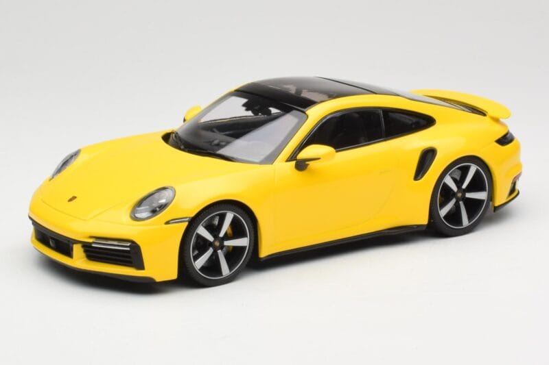 Porsche 911 992 Turbo S Jaune Minichamps 1:18 155069071 Métal Moulé